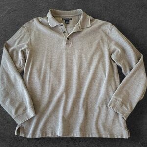 VTG Structure Oatmeal Tan 3 Button Polo Shirt